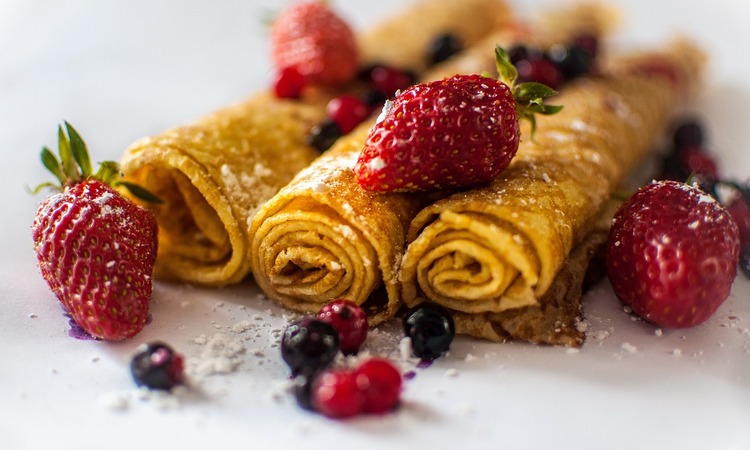 Crepes Recipe - Dessert Crepes with Strawberries, Blueberries and Cranberries