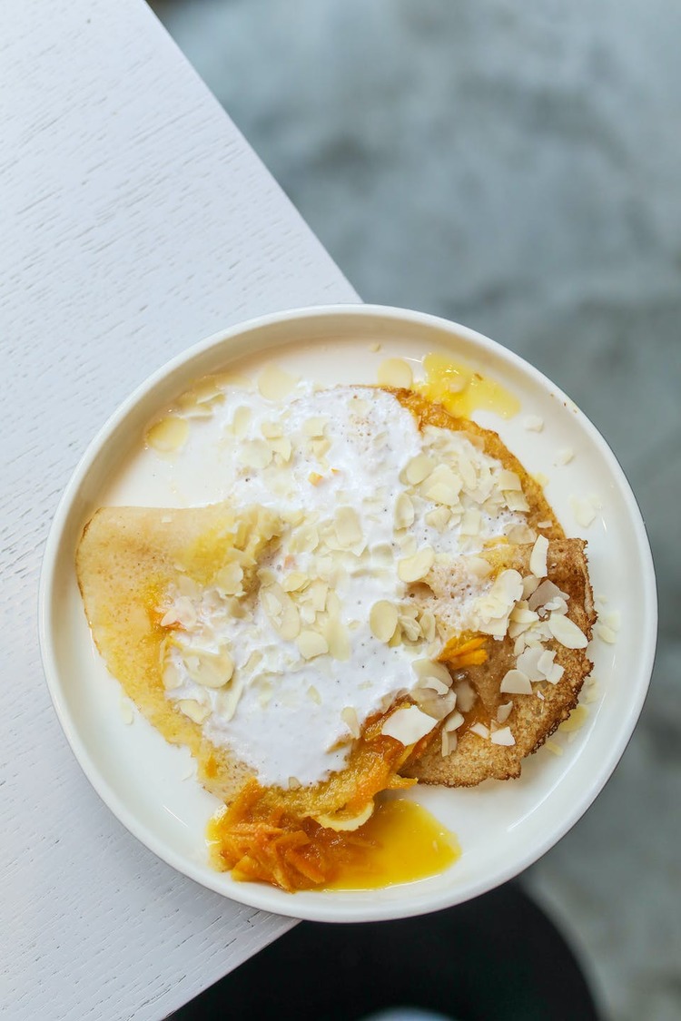 Crepes Recipe - Crepes with Almond Slivers and Peach Marmalade