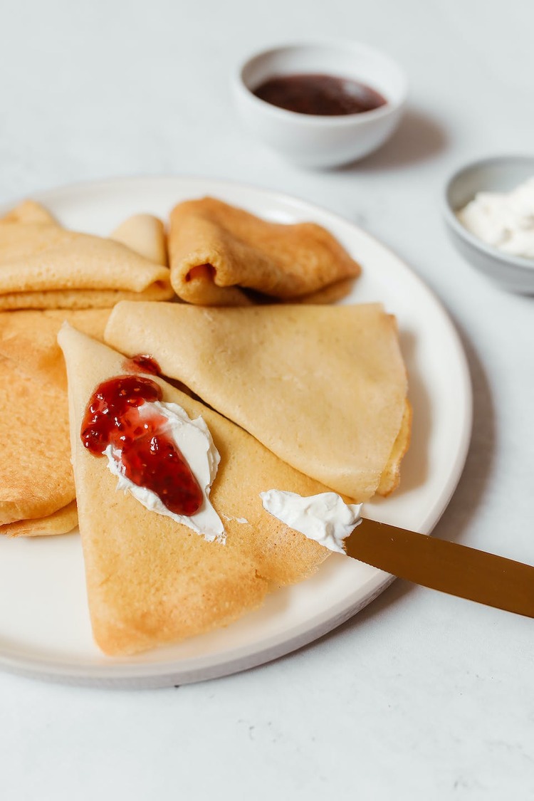 Crepes Recipe - Crepes with Strawberry Jam and Cream