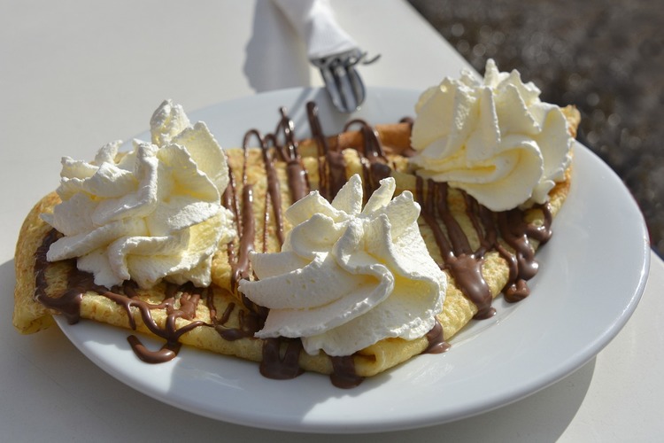 Crepes Recipe - Crepes with Sweet Whipped Cream and Chocolate Sauce