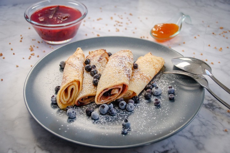 Blueberry and Apricot Crepes